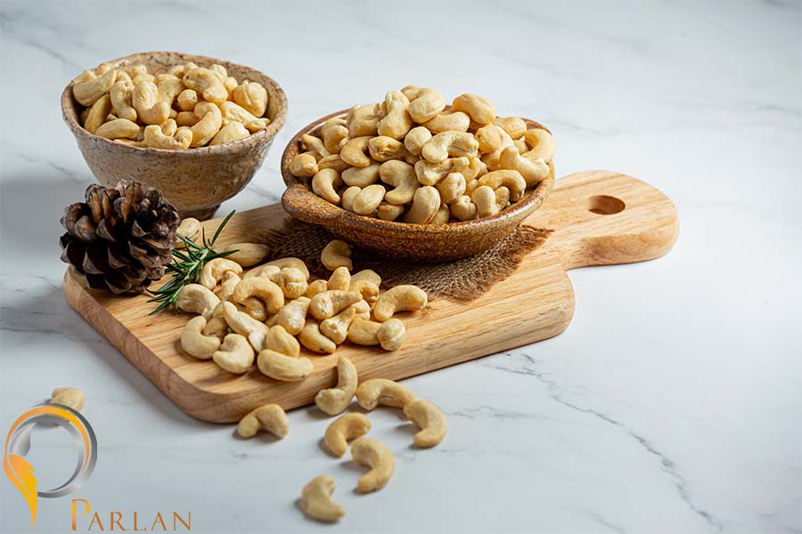 raw cashews nuts bowl marble background 1